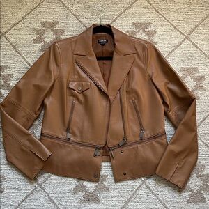 Worth New York Cognac Tan Leather Jacket